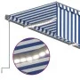 Manuell ausfahrbare Markise mit Rollo und blau-weißer LED 5x3 m von vidaXL, Markisen - Ref: Foro24-3069461, Preis: 659,98 €, ...