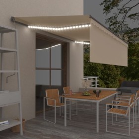 Toldo retráctil manual con persiana y LED crema 5x3 m by vidaXL, Awnings - Ref: Foro24-3069462, Price: 481,05 €, Discount: %