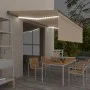 Toldo retráctil manual con persiana y LED crema 5x3 m de vidaXL, Toldos - Ref: Foro24-3069462, Precio: 462,40 €, Descuento: %