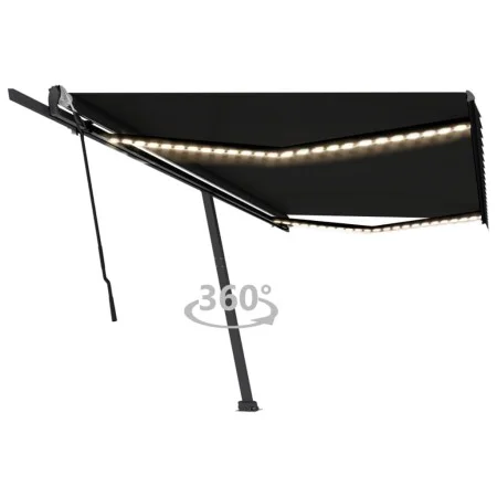 Manual retractable awning with LED anthracite gray 500x300 cm by vidaXL, Awnings - Ref: Foro24-3069784, Price: 720,98 €, Disc...