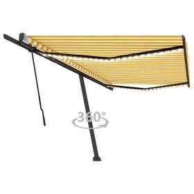 Manual retractable awning with yellow and white LED light 500x300 cm by vidaXL, Awnings - Ref: Foro24-3069783, Price: 537,69 ...