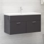 Armario para lavabo contrachapada gris brillo 90x38,5x46 cm en Muebles de baño | Comprar online en Foro24