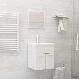 Set muebles de baño 2 piezas madera contrachapada blanco brillo