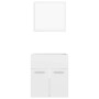 Set muebles de baño 2 piezas madera contrachapada blanco brillo