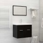 Conjunto de muebles de baño 2 pzas madera contrachapada negro