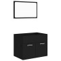 Conjunto de muebles de baño 2 pzas madera contrachapada negro