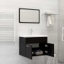 Conjunto de muebles de baño 2 pzas madera contrachapada negro