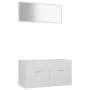 Set muebles de baño 2 piezas madera contrachapada blanco brillo