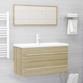 Set de muebles de baño 2 pzas contrachapada roble Sonoma Set de muebles de baño 2 pzas contrachapada roble Sonoma