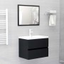 Juego de muebles de baño 2 pzas madera contrachapada negro