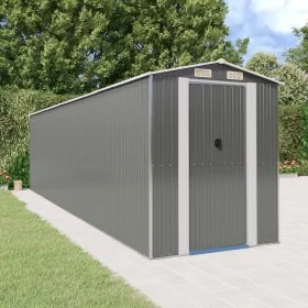 Cobertizo de jardín acero galvanizado gris claro 192x772x223 cm de vidaXL, Cobertizos - Ref: Foro24-3147445, Precio: 873,89 €...