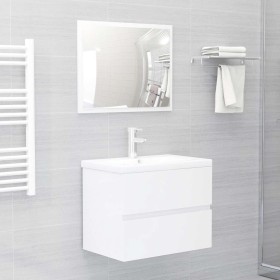 Set muebles de baño 2 piezas madera contrachapada blanco brillo