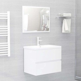 Set muebles de baño 2 piezas madera contrachapada blanco brillo Set muebles de baño 2 piezas madera contrachapada blanco brillo