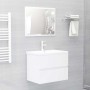 Set muebles de baño 2 piezas madera contrachapada blanco brillo
