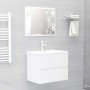 Set muebles de baño 2 piezas madera contrachapada blanco brillo en Muebles de baño | Comprar online en Foro24