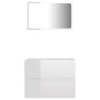 Set muebles de baño 2 piezas madera contrachapada blanco brillo