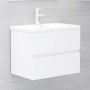 Set muebles de baño 2 piezas madera contrachapada blanco brillo