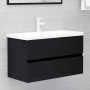 Juego de muebles de baño 2 pzas madera contrachapada negro