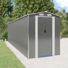 Light gray galvanized steel garden shed 192x689x223 cm by vidaXL, Sheds - Ref: Foro24-3147444, Price: 817,42 €, Discount: %