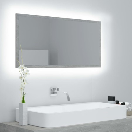 Espejo de baño LED acrílico gris hormigón 90x8,5x37 cm en Tocadores de baño | Comprar online en Foro24