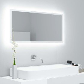 Espejo de baño LED crílico blanco brillo 90x8,5x37 cm Espejo de baño LED crílico blanco brillo 90x8,5x37 cm