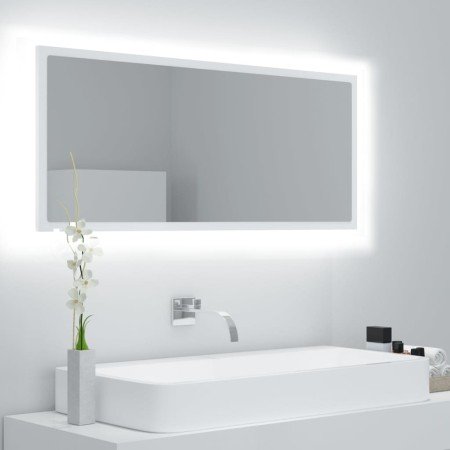 Espejo de baño LED acrílico blanco 100x8,5x37 cm en Tocadores de baño | Comprar online en Foro24