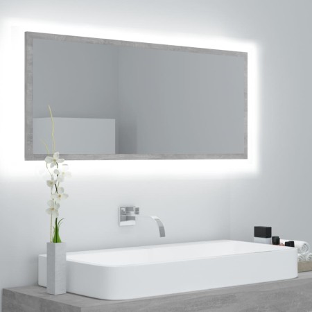 Espejo de baño LED acrílico gris hormigón 100x8,5x37 cm en Tocadores de baño | Comprar online en Foro24