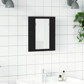 Armario espejo de baño con luz LED acrílico negro 40x12x45 cm