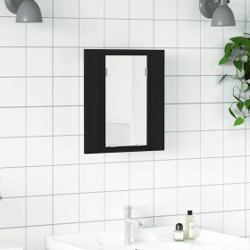 Armario espejo de baño con luz LED acrílico negro 40x12x45 cm