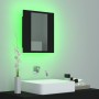 Armario espejo de baño con luz LED acrílico negro 40x12x45 cm