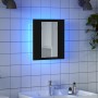 Armario espejo de baño con luz LED acrílico negro 40x12x45 cm