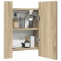 Armario espejo de baño LED acrílico roble Sonoma 40x12x45 cm