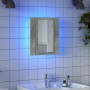 Armario espejo baño luz LED acrílico gris hormigón 40x12x45 cm