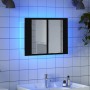 Armario espejo de baño con luz LED acrílico negro 60x12x45 cm