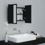 Armario espejo de baño con luz LED acrílico negro 60x12x45 cm