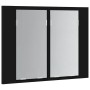 Armario espejo de baño con luz LED acrílico negro 60x12x45 cm