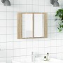 Armario espejo de baño LED acrílico roble Sonoma 60x12x45 cm