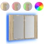 Armario espejo de baño LED acrílico roble Sonoma 60x12x45 cm