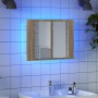 Armario espejo de baño LED acrílico roble Sonoma 60x12x45 cm