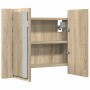 Armario espejo de baño LED acrílico roble Sonoma 60x12x45 cm