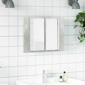 Armario espejo baño luz LED acrílico gris hormigón 60x12x45 cm
