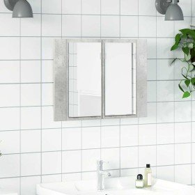 Armario espejo baño luz LED acrílico gris hormigón 60x12x45 cm