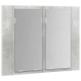 Armario espejo baño luz LED acrílico gris hormigón 60x12x45 cm