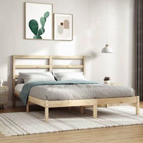 Estructura de cama madera maciza 150x200 cm