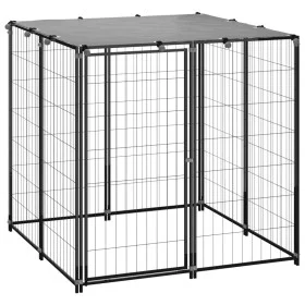 Black steel kennel 10x110x110 cm by vidaXL, Dog kennels and fences - Ref: Foro24-150781, Price: 121,05 €, Discount: %