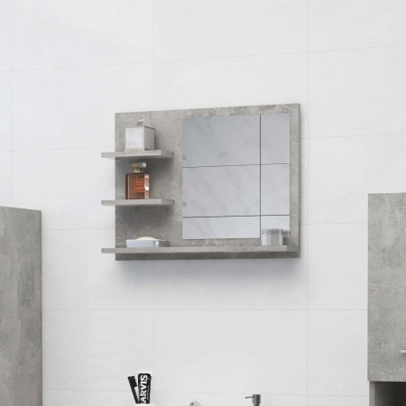 Espejo de baño madera contrachapada gris hormigón 60x10,5x45 cm