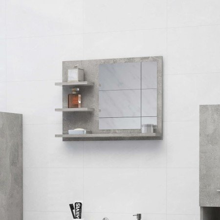 Espejo de baño madera contrachapada gris hormigón 60x10,5x45 cm en Tocadores de baño | Comprar online en Foro24