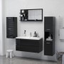 Espejo de baño madera contrachapada negro brillo 90x10,5x45 cm