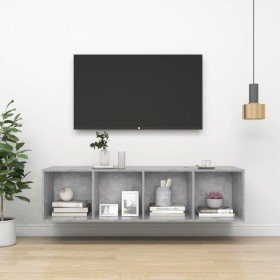 Mueble TV pared madera contrachapada hormigón 37x37x142,5 cm en Muebles TV | Comprar online en Foro24