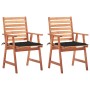 Sillas comedor de jardín y cojines 2 uds madera maciza acacia